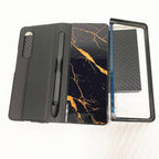 Luxury Leather & Tempered Glass Flip Stand Case For Galaxy Z Fold - casetiphone