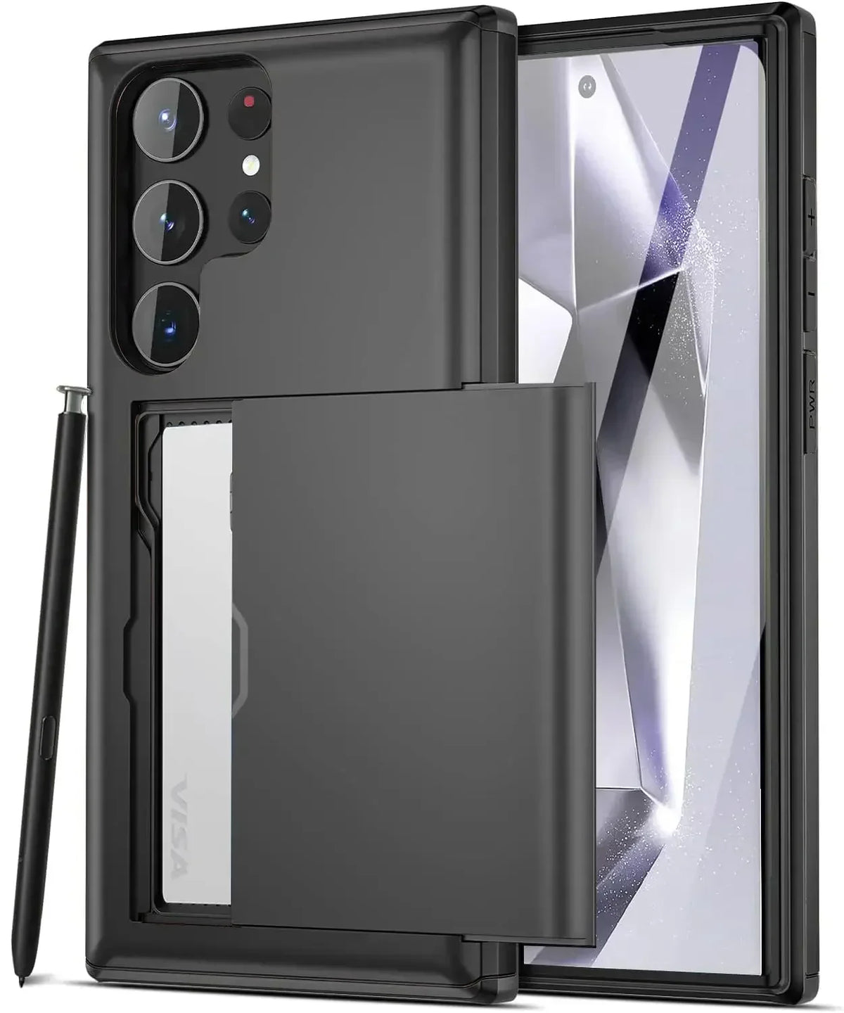 Slim Dual-Layer Heavy Protective Wallet Case with Hidden Card Slot for Samsung Galaxy S