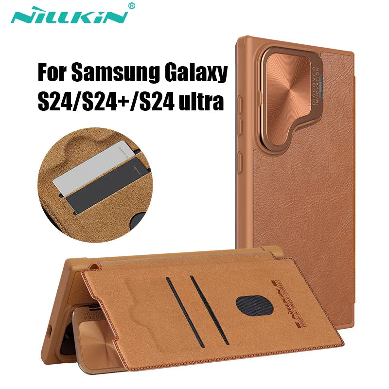 Leather S24 Ultra Case with Card Slot & Camera Protection - Odin case