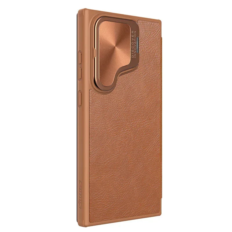 Leather S24 Ultra Case with Card Slot & Camera Protection - Odin case
