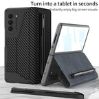 Leather Case with Detachable Pen Holder & Card Slot for Samsung Galaxy Z Fold 5