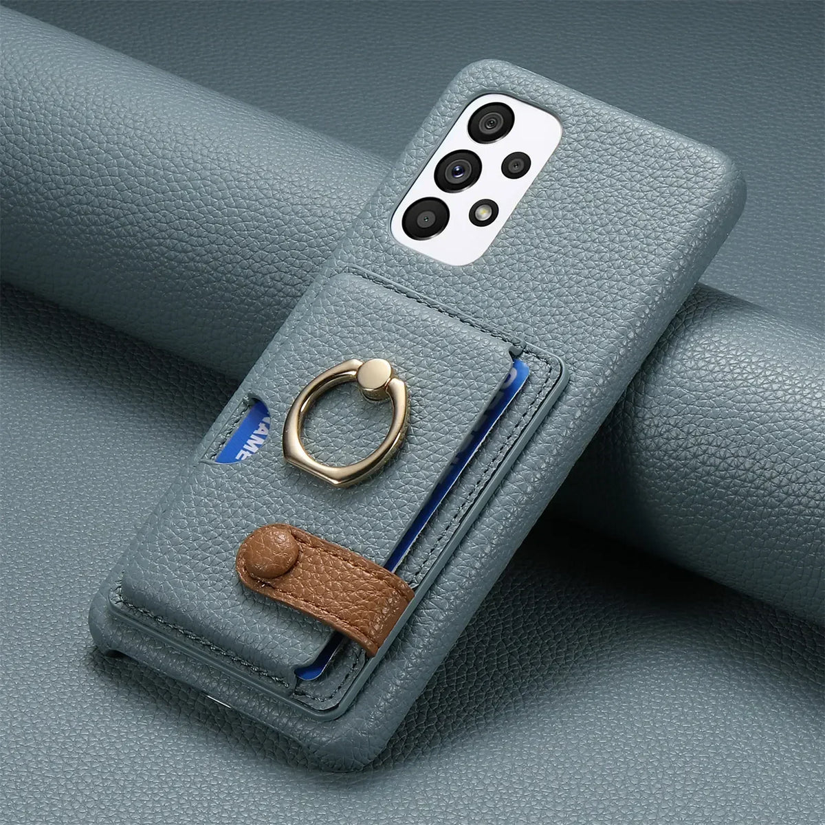 Wallet Leather Ring Holder Case for Samsung Galaxy S