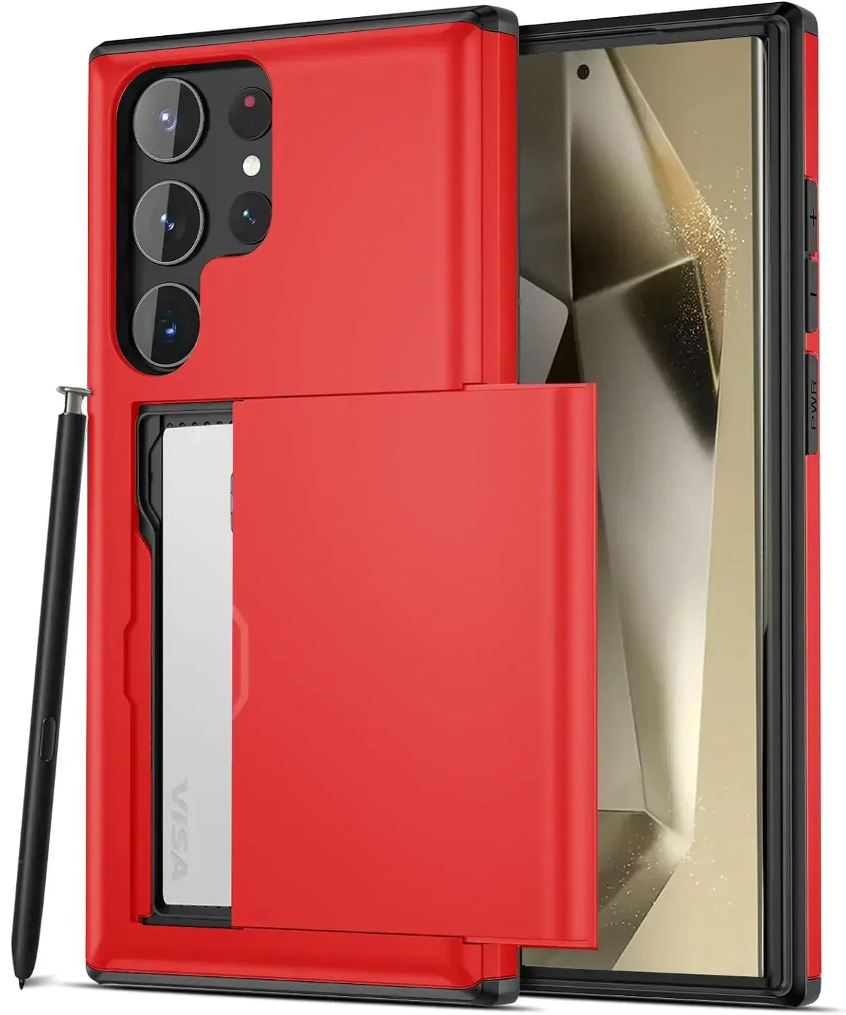 Slim Dual-Layer Heavy Protective Wallet Case with Hidden Card Slot for Samsung Galaxy S