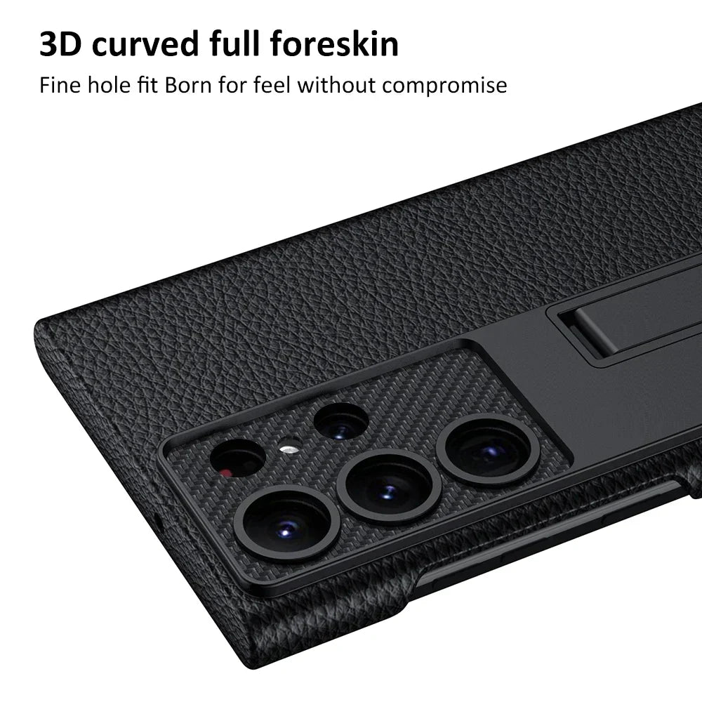Ultra Thin Leather S24 Ultra Case with Bracket - Odin case