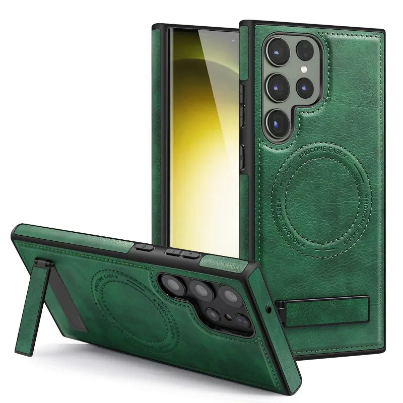 Samsung Galaxy S24 Case Leather Magnetic with Kickstand - Odin case