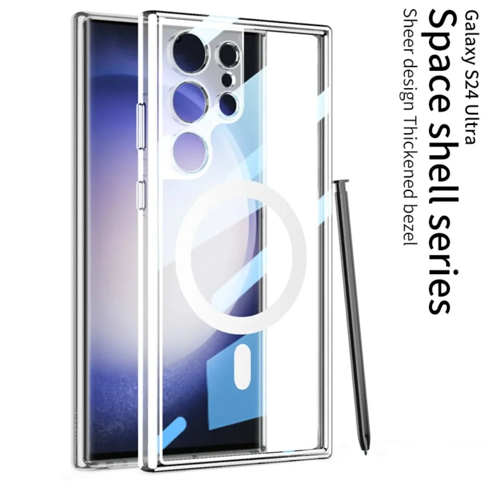 S24 Ultra Shockproof Transparent Magnetic Case - Odin case