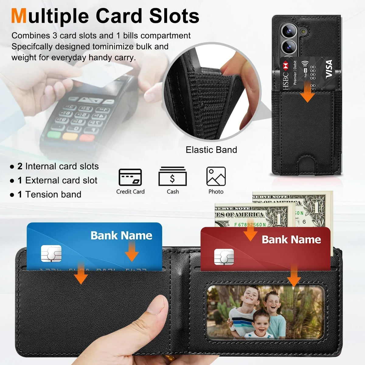 FoldLux Wallet – Leather Folio Case with Built-in Screen Protector for Z Fold Series