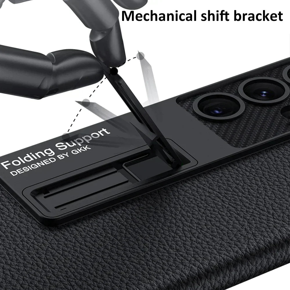 Ultra Thin Leather S24 Ultra Case with Bracket - Odin case