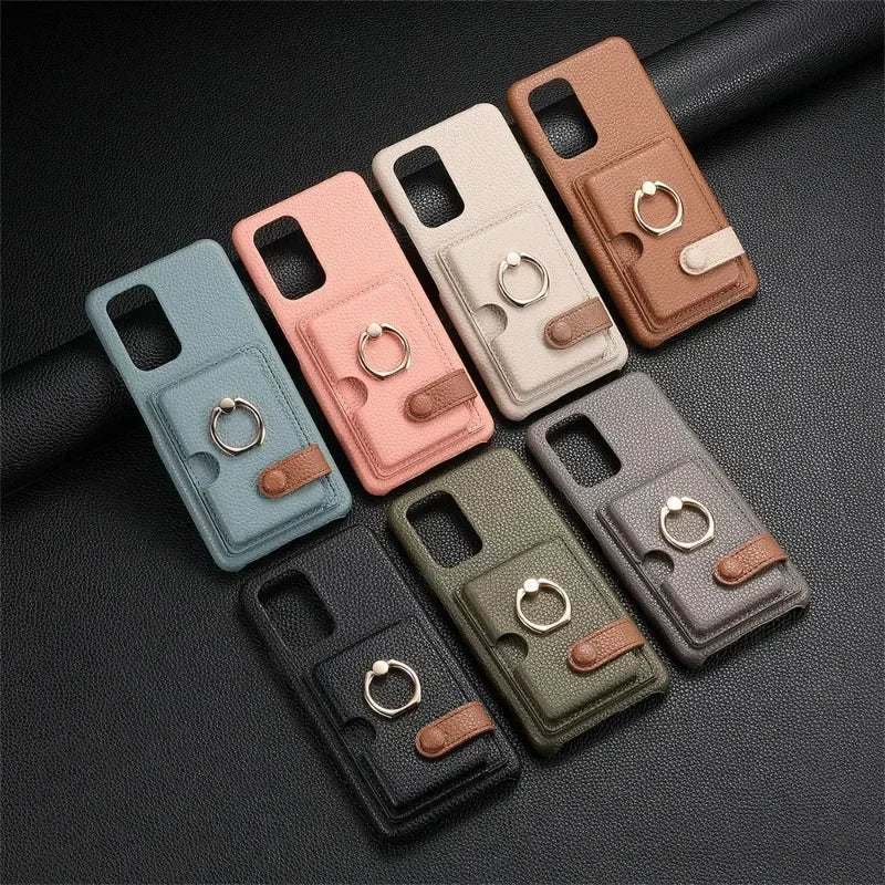 Wallet Leather Ring Holder Case for Samsung Galaxy S