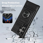 Magnetic Rotated Ring Kickstand Wallet Case for Samsung Galaxy S