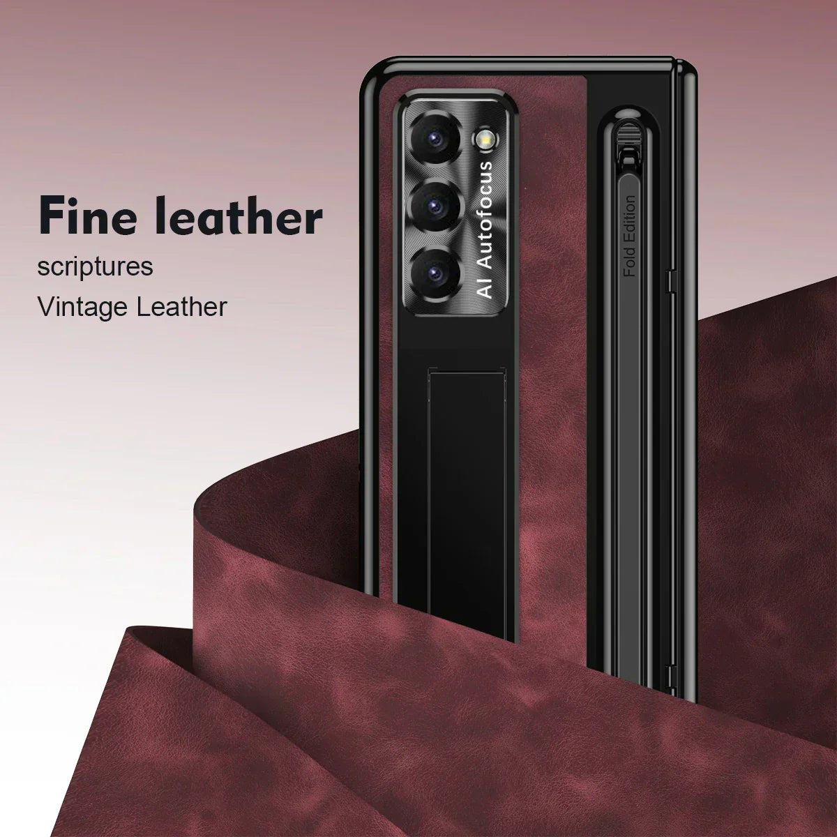 Leather Stand Case with Pen Slot for Z Fold Series