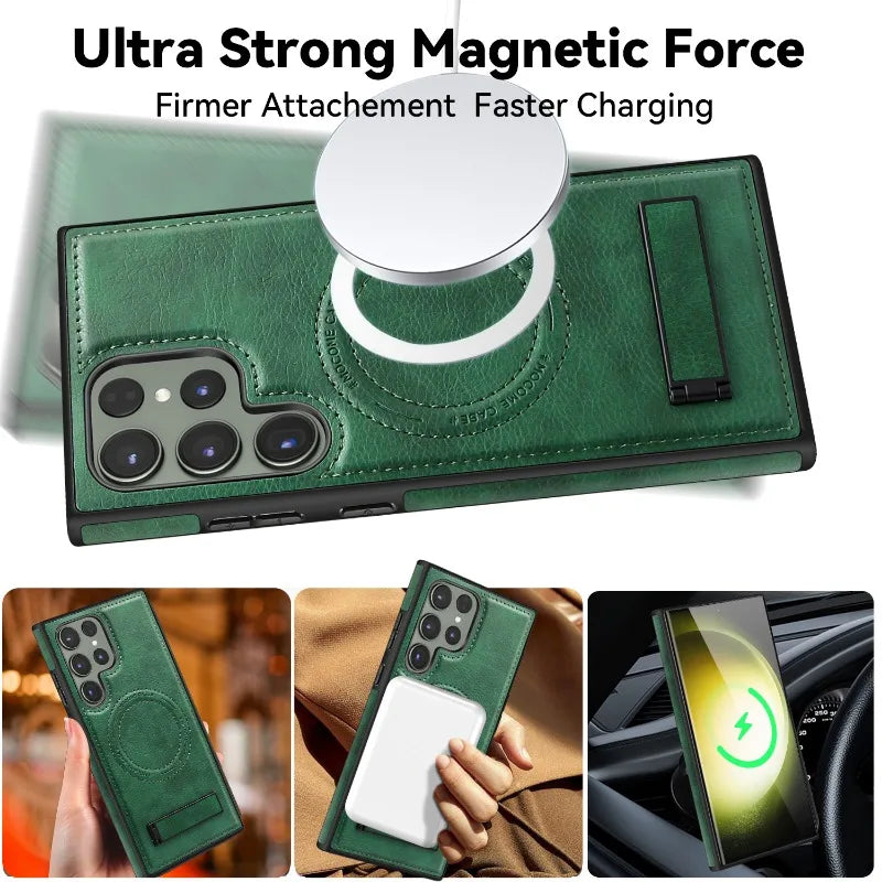 Samsung Galaxy S24 Case Leather Magnetic with Kickstand - Odin case