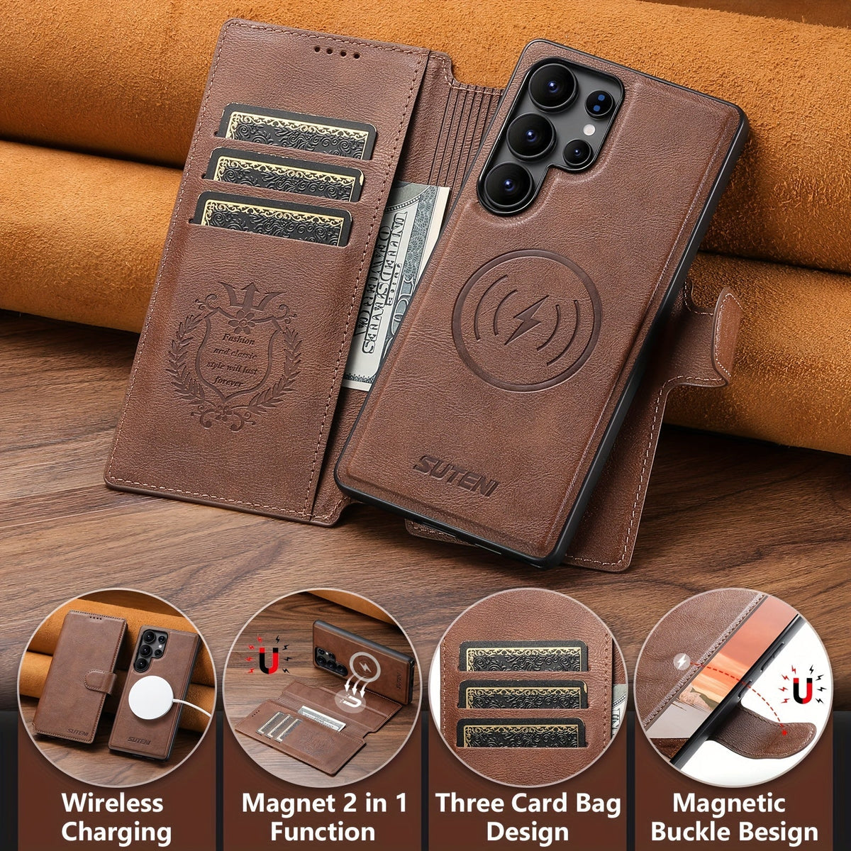 MagPort Wallet Leather Case For Samsung Galaxy S Series